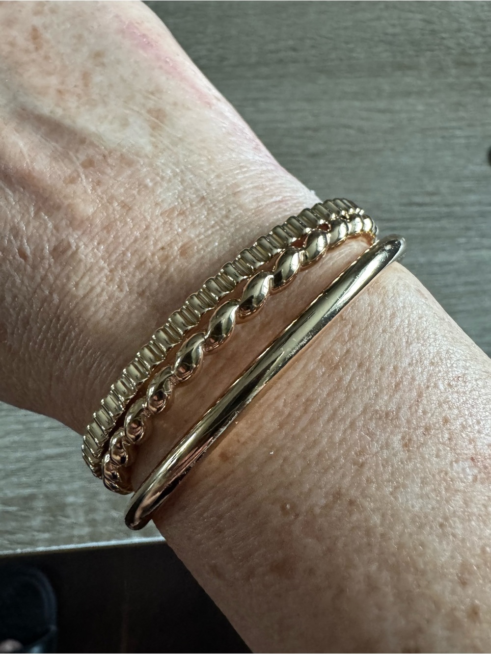 On 34th Gold Tone Twisted Slider Bracelet